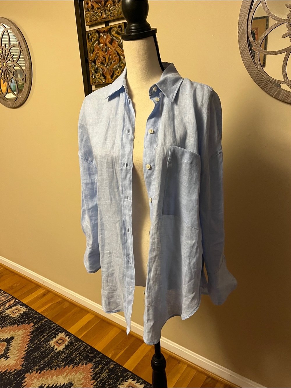 Zara Light Blue Linen Shirt Jacket, size Xs, new